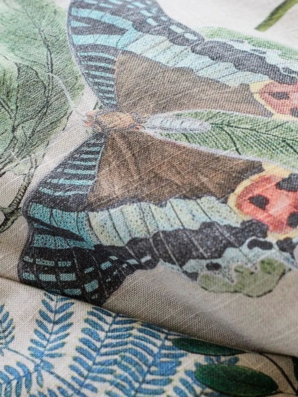 Pottery Barn Victoria Botanical Cotton Comforter -  Sand & Green/Blue Floral